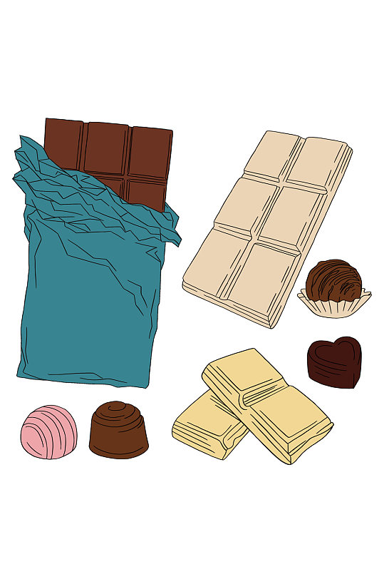 手绘巧克力包装黑巧克力白巧克力免扣元素