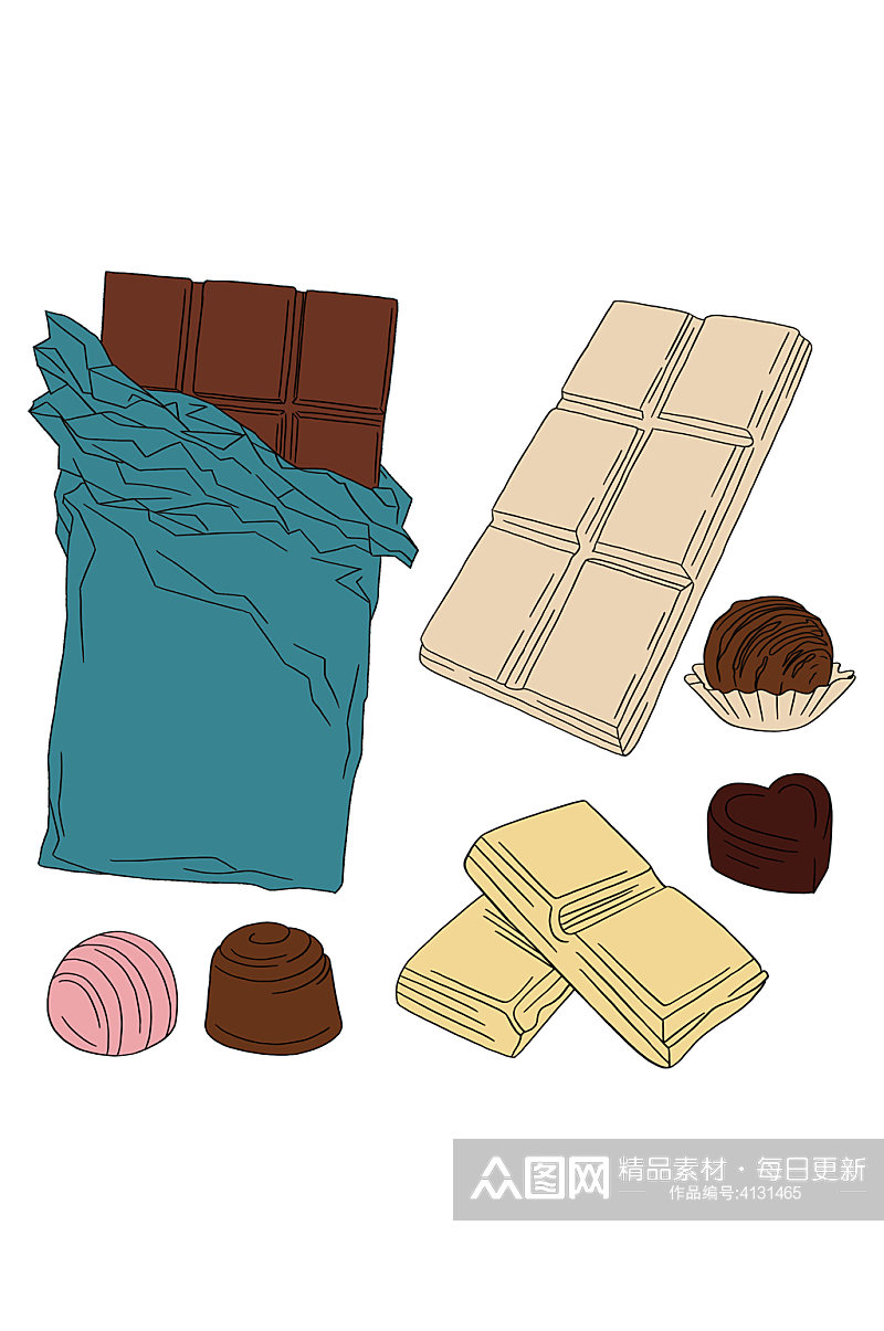 手绘巧克力包装黑巧克力白巧克力免扣元素素材