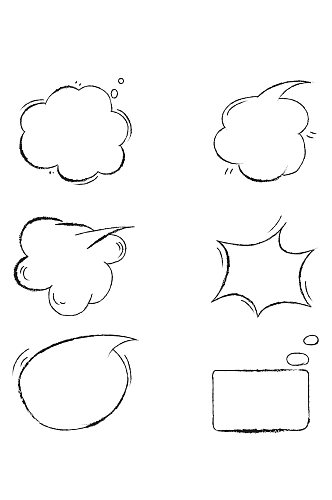 手绘矢量不规则边框简约文字型气泡免扣元素
