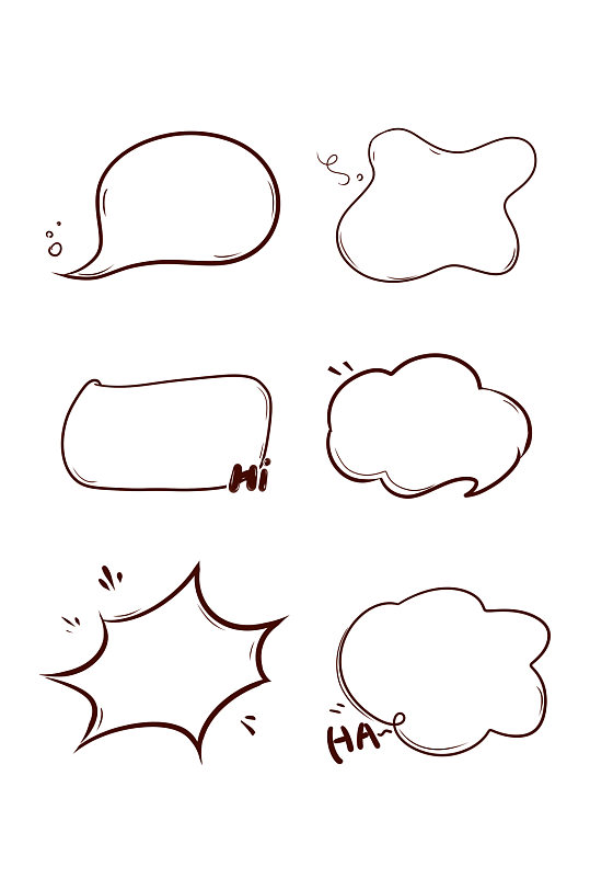 简约涂鸦卡通线条边框对话框免扣元素