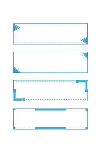 蓝色简约几何边框文本框标题框免扣元素