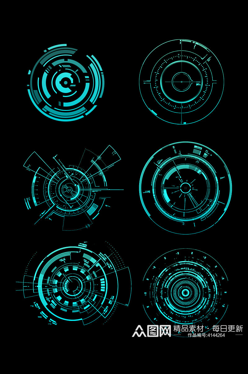 高科技未来派显示数字技术概念网络免扣元素素材