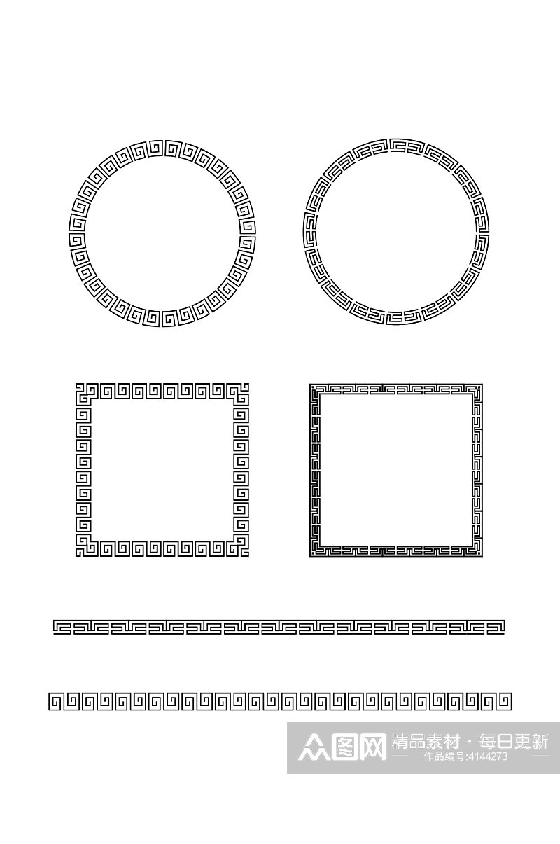 中国古风边框底纹免扣元素素材