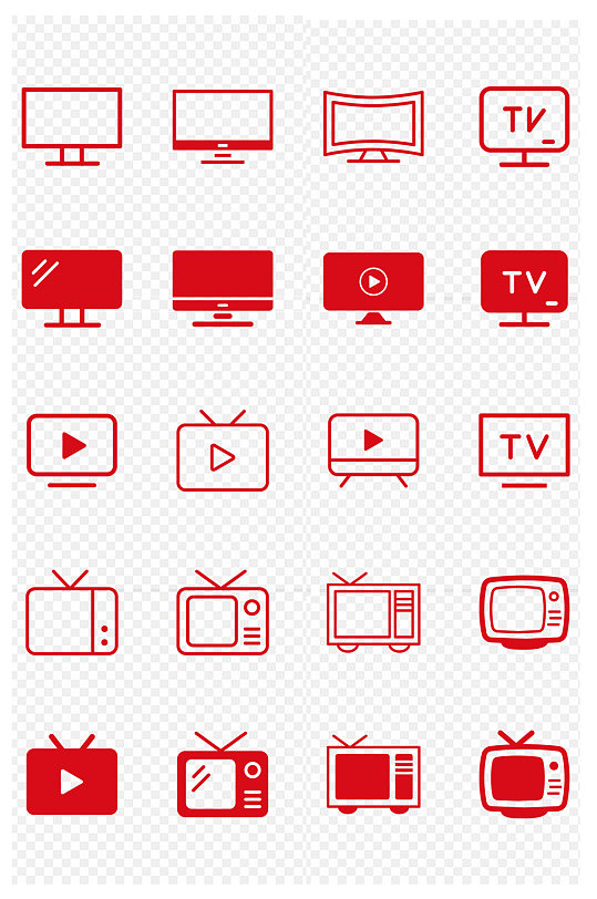 电视显示器图标娱乐液晶电器直播免扣元素