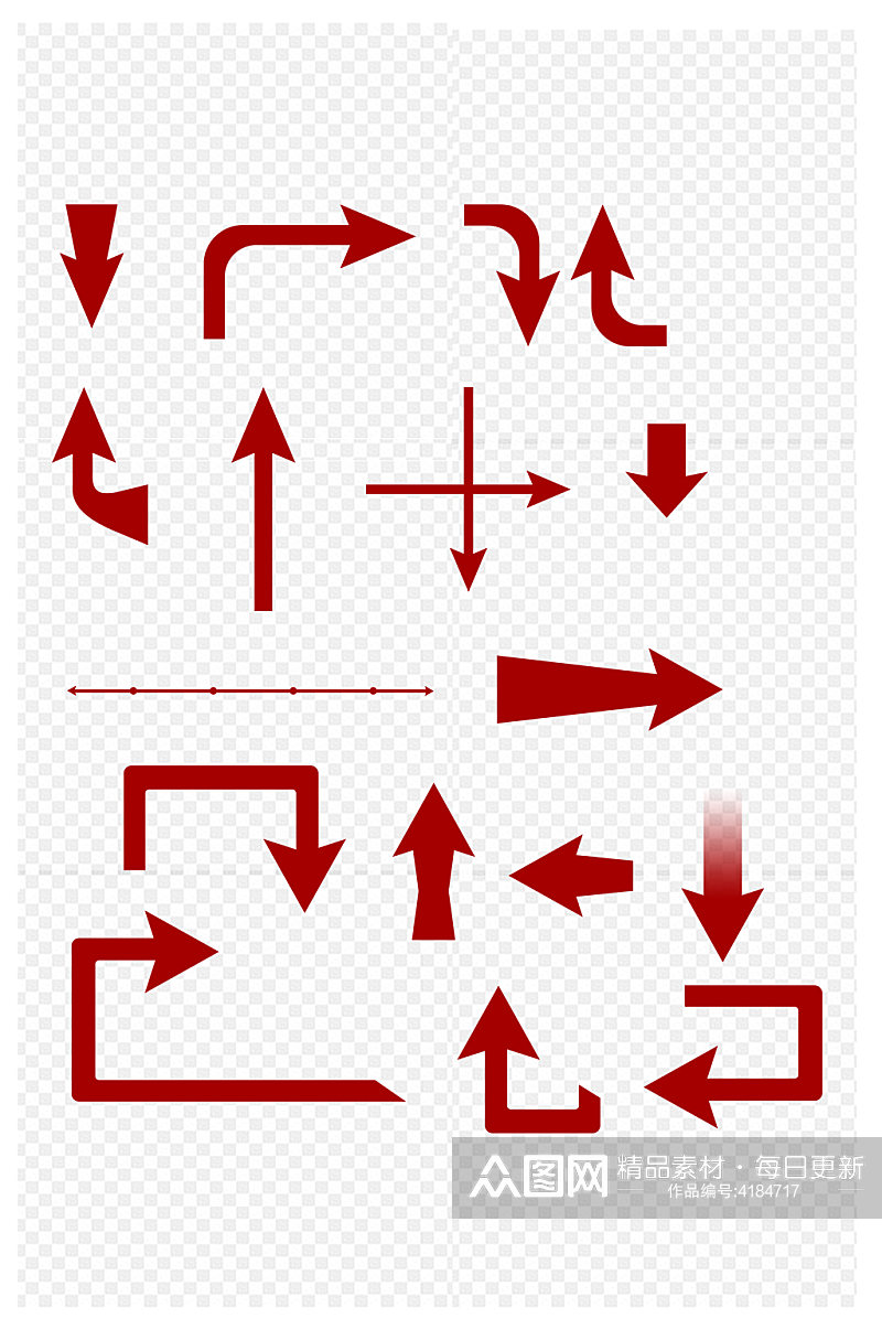 红色箭头图形几何纹理标签装饰免扣元素素材
