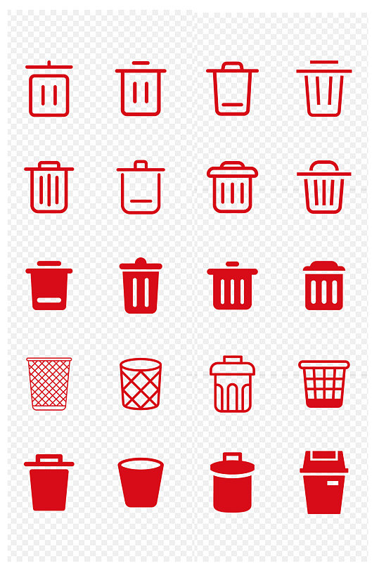 垃圾桶删除图标回收废纸桶免扣元素