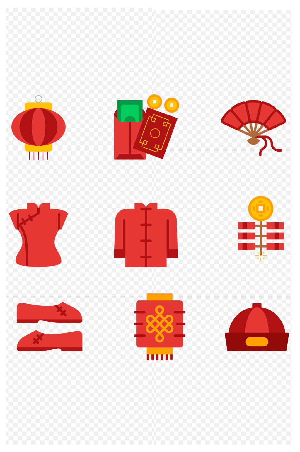 中国风春节新年喜庆图标合集免扣元素素材