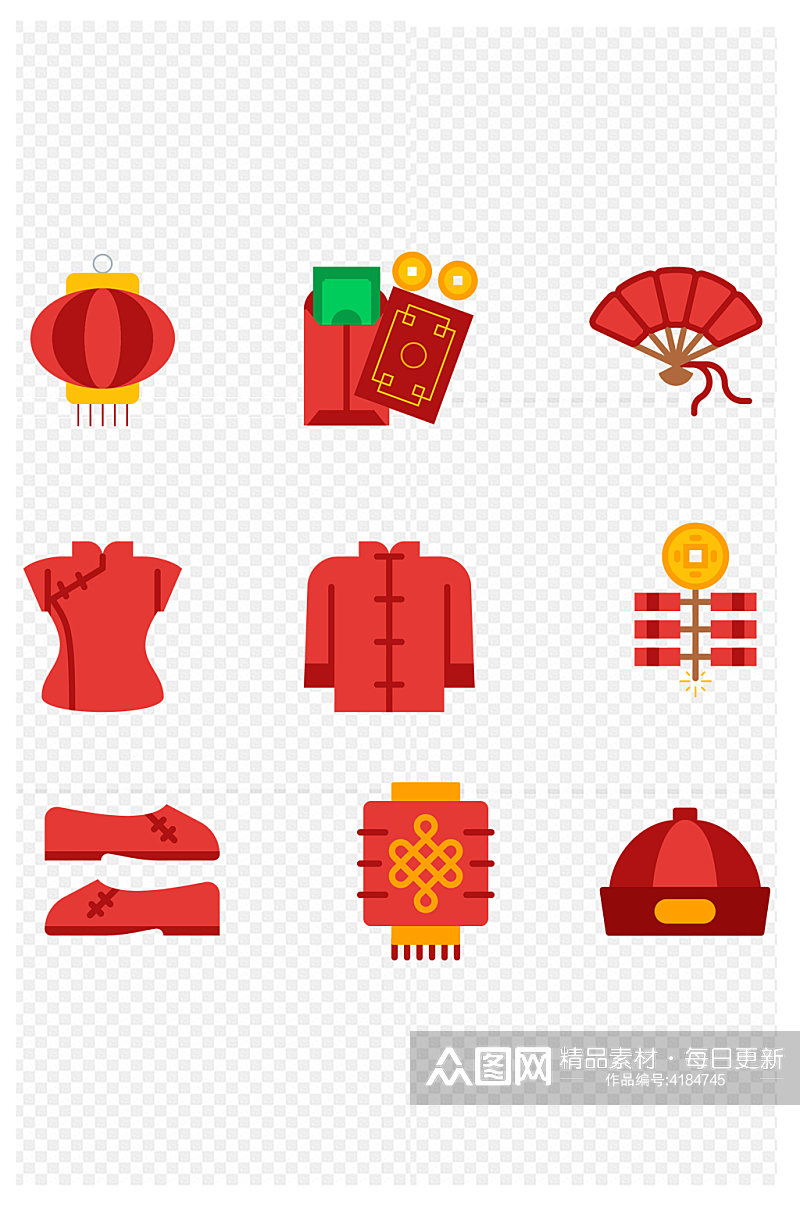 中国风春节新年喜庆图标合集免扣元素素材