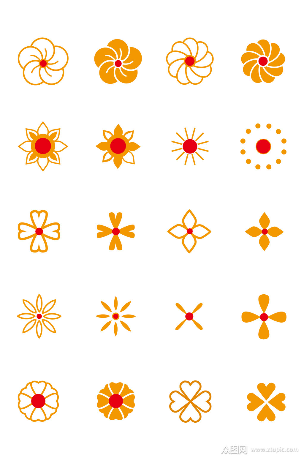 清新可爱喜庆花朵花形点缀图案花纹免扣元素素材