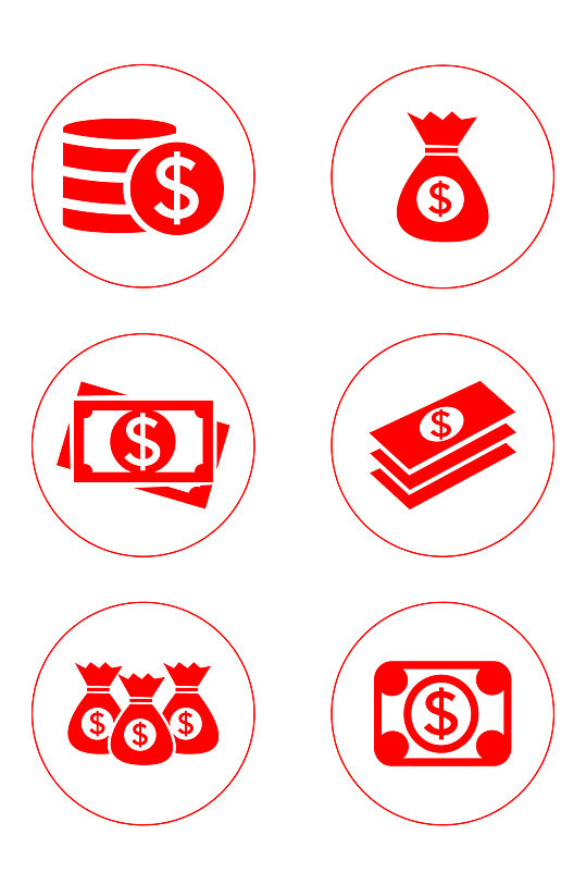 金融icon金融钱币金币钱袋货币金钱图标免扣元素