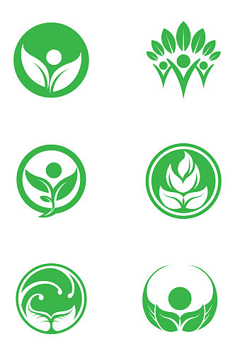 绿色环保绿叶树叶绿色能源图标免扣元素