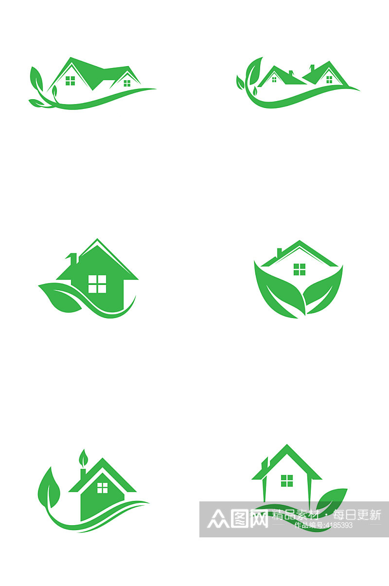 绿色家园环保绿叶健康家园图标免扣元素素材
