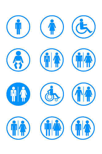 男女卫生间残疾人儿童厕所图标免扣元素
