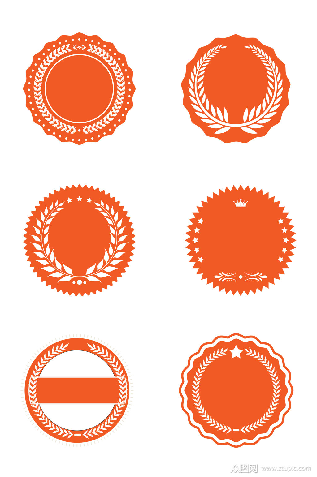 复古标签贴纸欧式标签贴荣誉徽章免扣元素素材