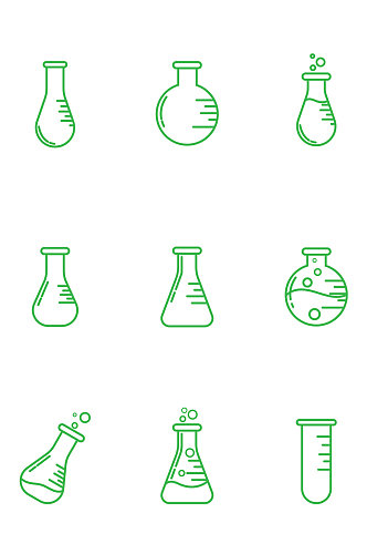 化学量杯烧杯试剂瓶蒸馏瓶图标免扣元素