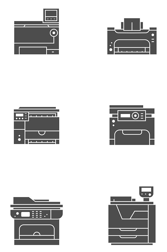 手绘打印机复印机印刷机图标免扣元素