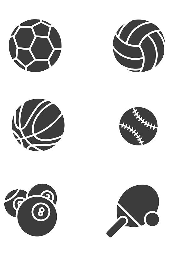 简约扁平球类运动健身体育图标装饰免扣元素