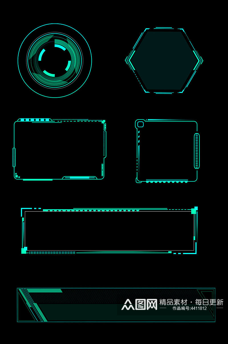 数据可视化高端炫酷边框素材免扣元素素材