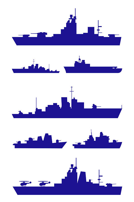 军舰玩具剪影战舰航母驱逐舰图标免扣元素