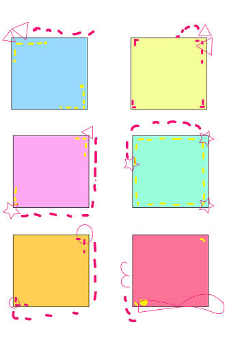 简约可爱卡通边框方框会话框气泡免扣元素