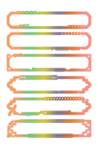 荧光霓虹灯科技文本边框标题框免扣元素