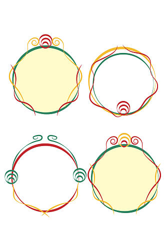 复古中国风国潮圆框边框免扣元素