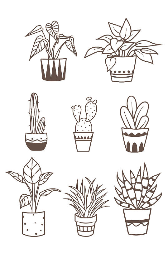 盆栽植物花草元素免扣元素