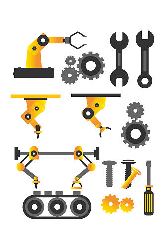 机械扳手螺丝齿轮装饰图案免扣元素