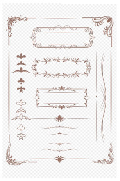 欧式古典文艺花纹花边边框分割线免扣元素