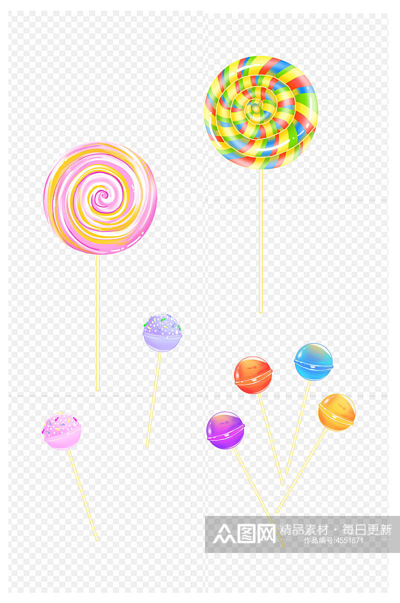 手绘插画糖果棒棒糖硬糖零食可爱免扣元素素材