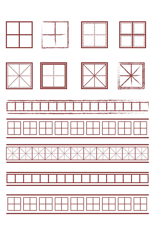书法田字格米字格边框文本框免扣元素