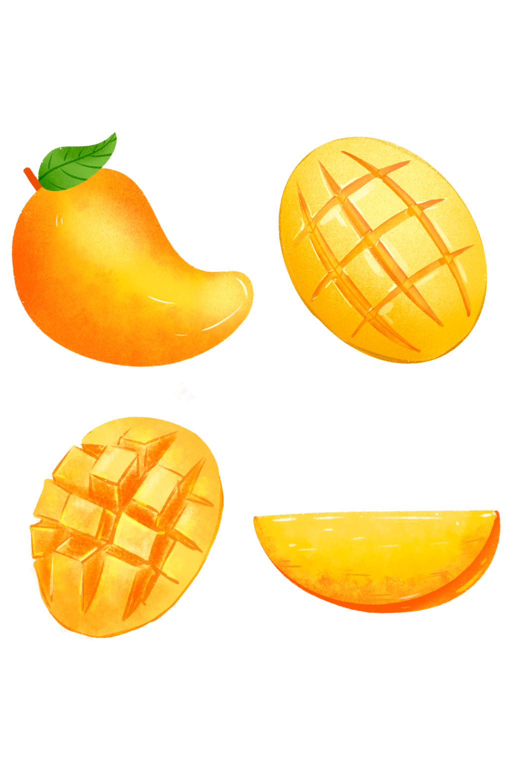 芒果水果卡通手绘免扣元素模板下载