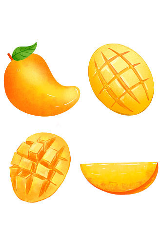 芒果水果卡通手绘免扣元素