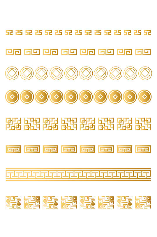 中式花纹中国风铜钱回纹分割线边框免扣元素