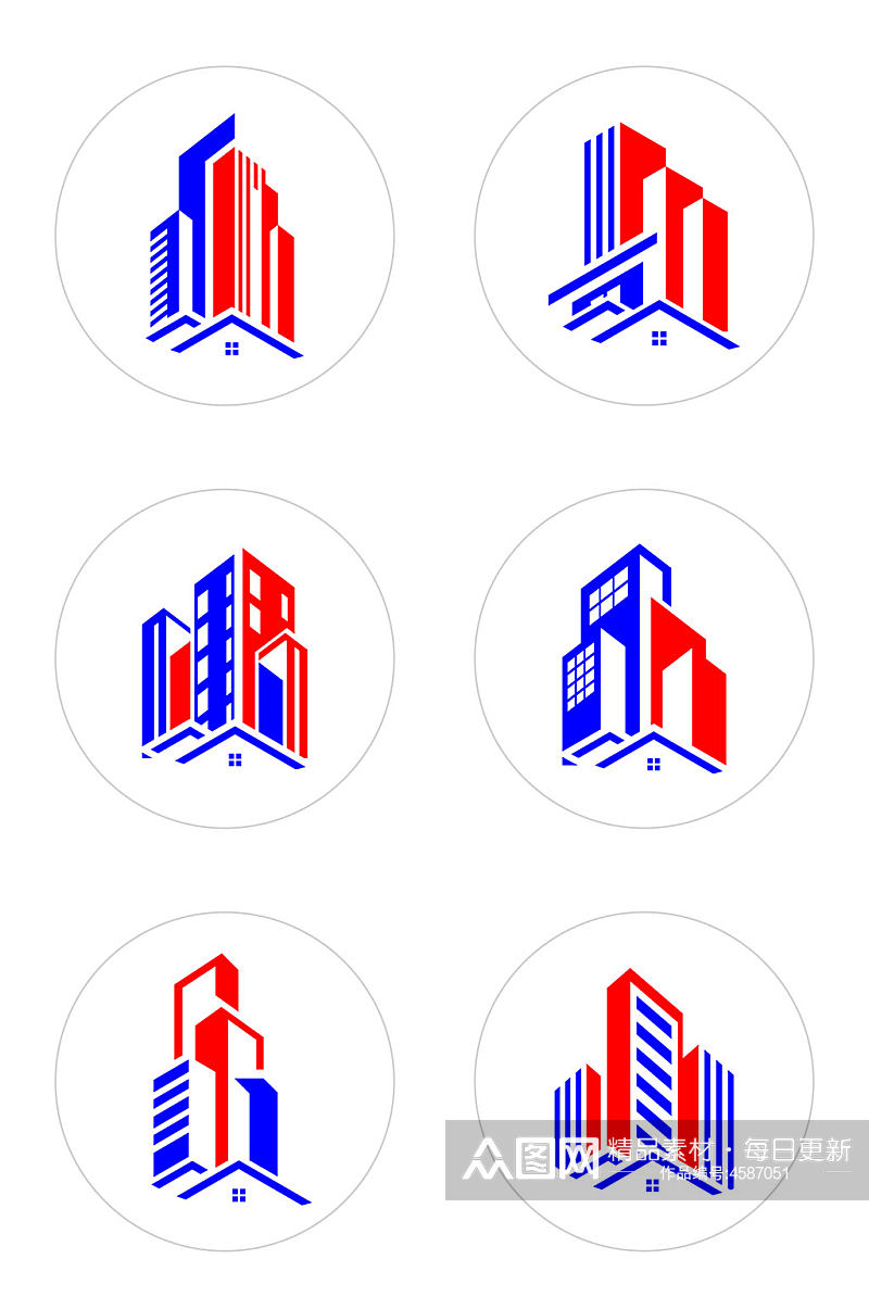 城市地产楼盘商务楼写字楼大厦图标免扣元素素材