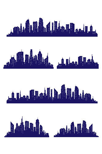 城市剪影商务楼大厦高楼剪影免扣元素