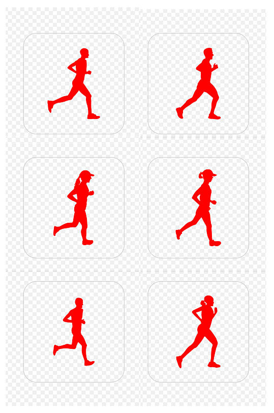 跑步运动男女跑步剪影运动图标免扣元素