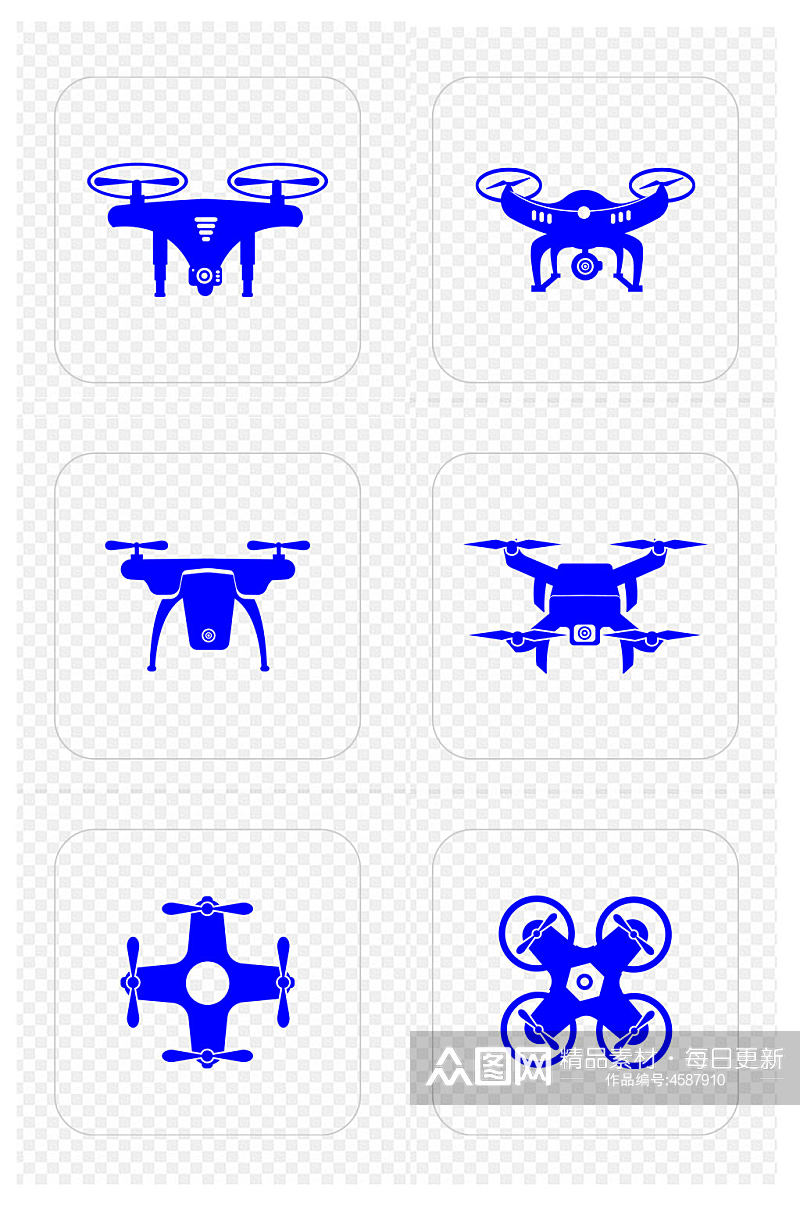 无人机拍摄手绘无人机图标免扣元素素材