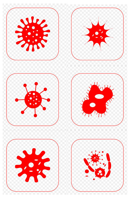 新冠病毒细菌真菌感冒流感图标免扣元素