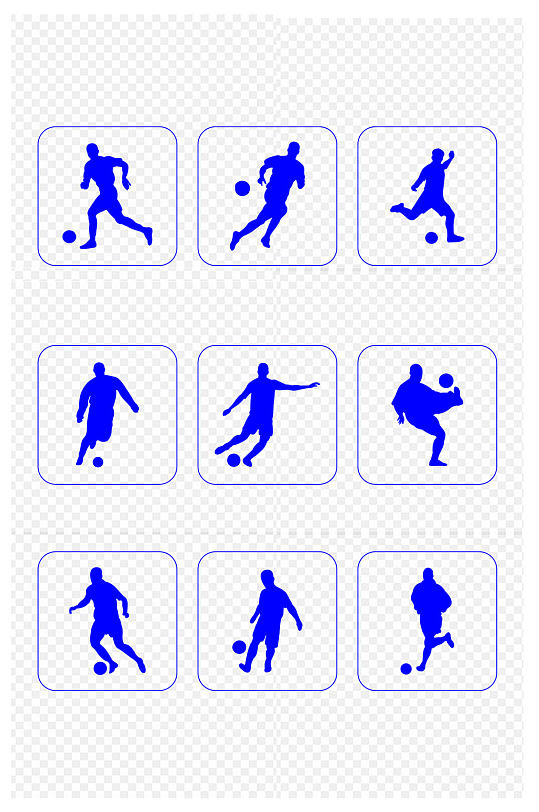足球运动踢足球剪影手绘足球图标免扣元素