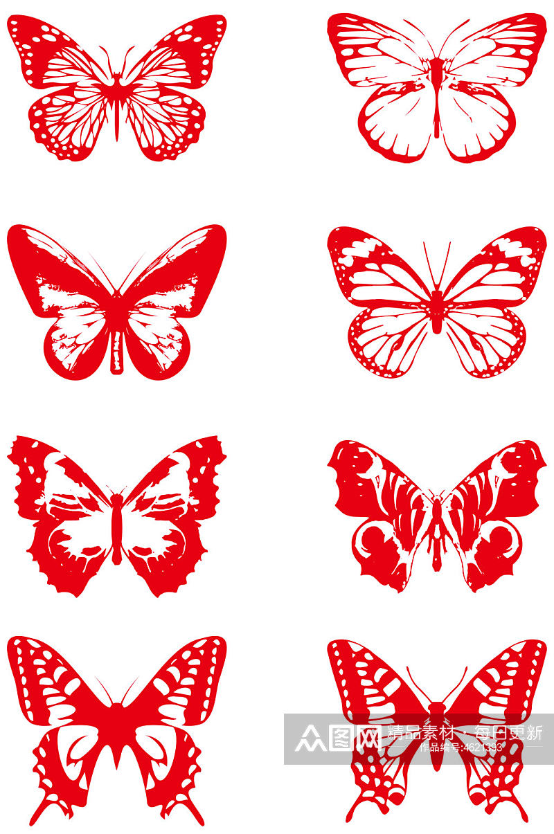 蝴蝶昆虫红色花蝴蝶图标集免扣元素素材