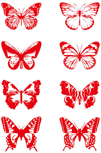 蝴蝶昆虫红色花蝴蝶图标集免扣元素