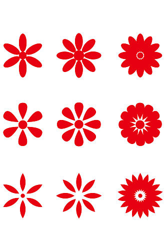 红花朵中国风喜庆植物节日窗花装饰免扣元素