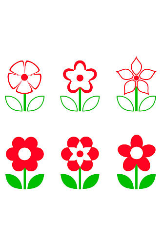 红花绿叶植物卡通花朵花瓣自然清新免扣元素