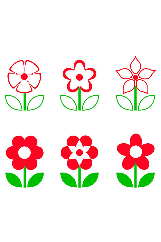 红花绿叶植物卡通花朵花瓣自然清新免扣元素
