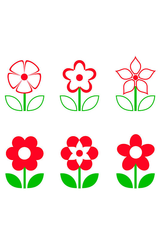 红花绿叶植物卡通花朵花瓣自然清新免扣元素