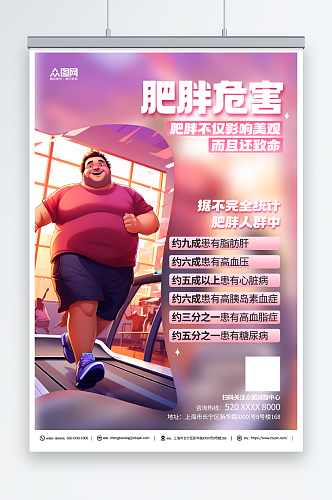 简约肥胖危害科普宣传海报