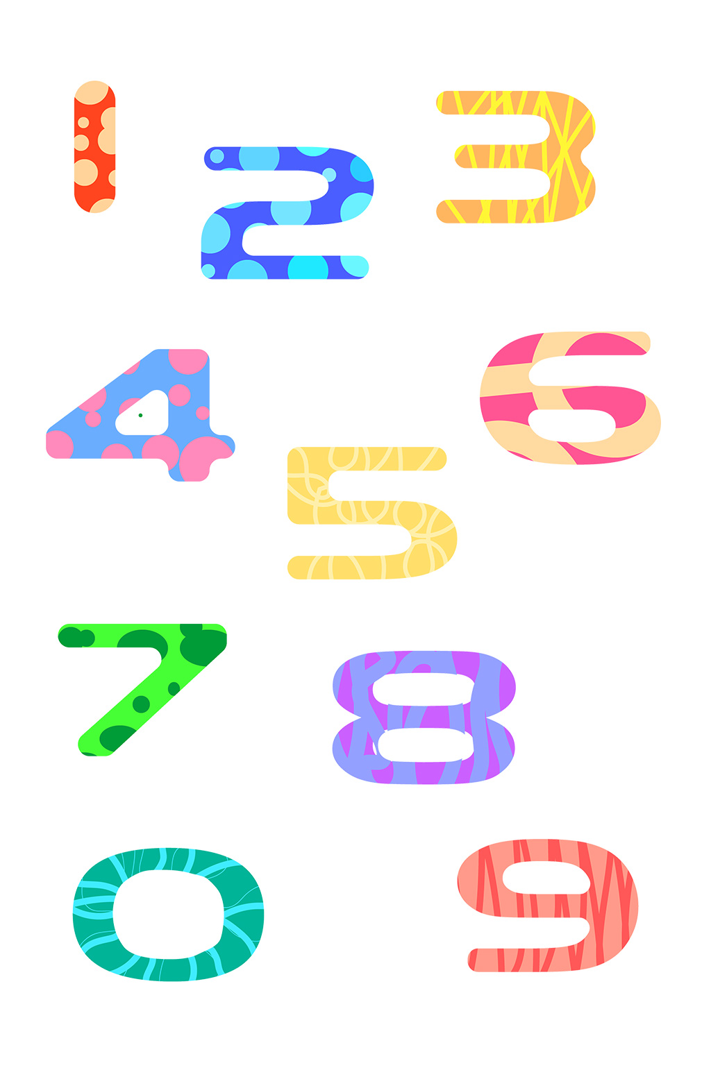 彩色简约数字卡通矢量插画元素素材