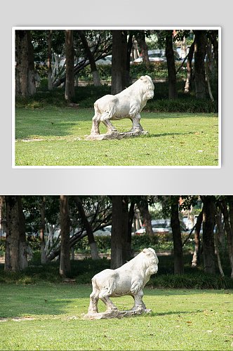 公园羊雕像素材背景