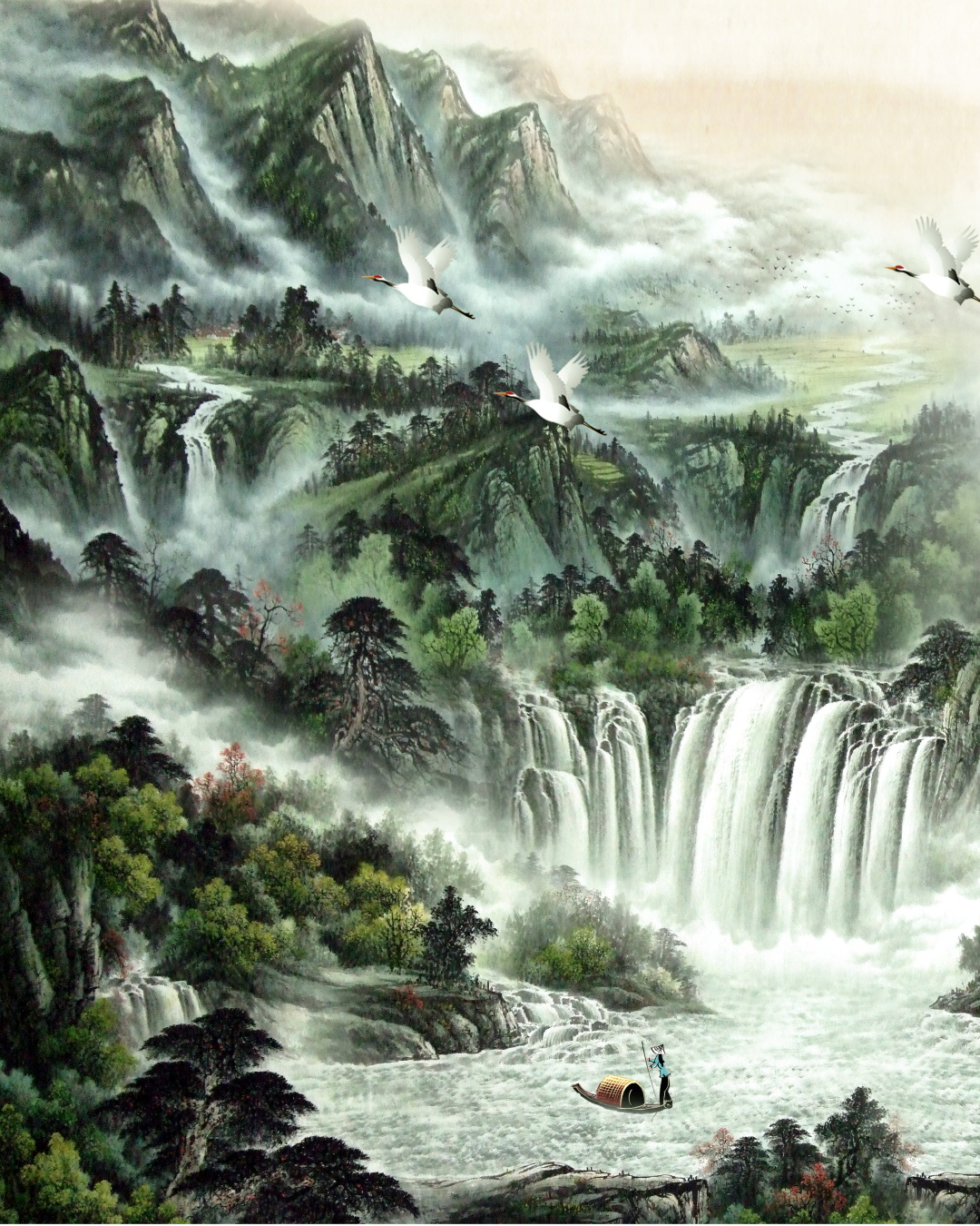 山水风景画国画装饰画素材